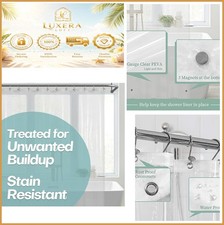 Shower Curtain Liner 72 x 84 Inches PEVA Clear Waterproof 12 Grommets 3 Magnets