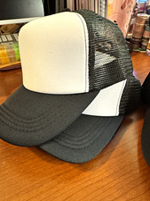 Black  White Solid Trucker Hat Mesh Back Adjustable Snapback One Size Lot of 6