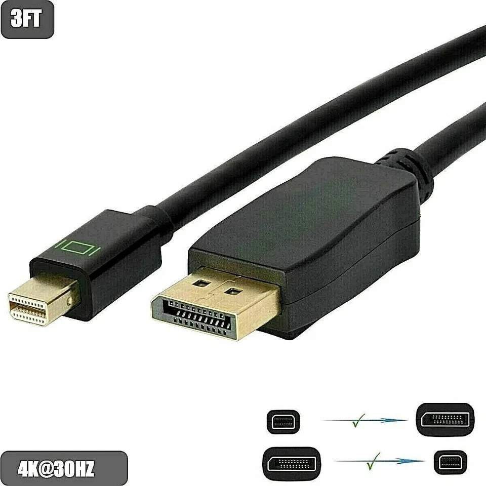 LOT Mini DisplayPort to DisplayPort Cable Mini DP to DP Adapter HD Video 2K 10FT - Image 2 of 4