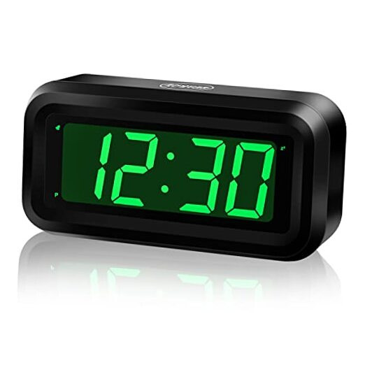Alarm Clock, Small Digital Clock, 1.2inch Green LED Clock, Adjustable-image