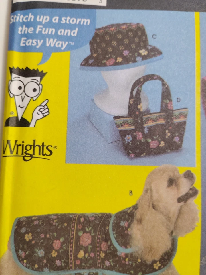 Apron Hat Tote Bag Dog Coat Simplicity 4982 Craft Sewing Pattern Dummies Quilted - Image 3 of 4
