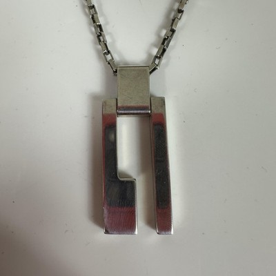 Gucci 925 Sterlingsilber Rechteck G Anhänger Kette Halskette 16 Zoll Hergestellt in Italien
