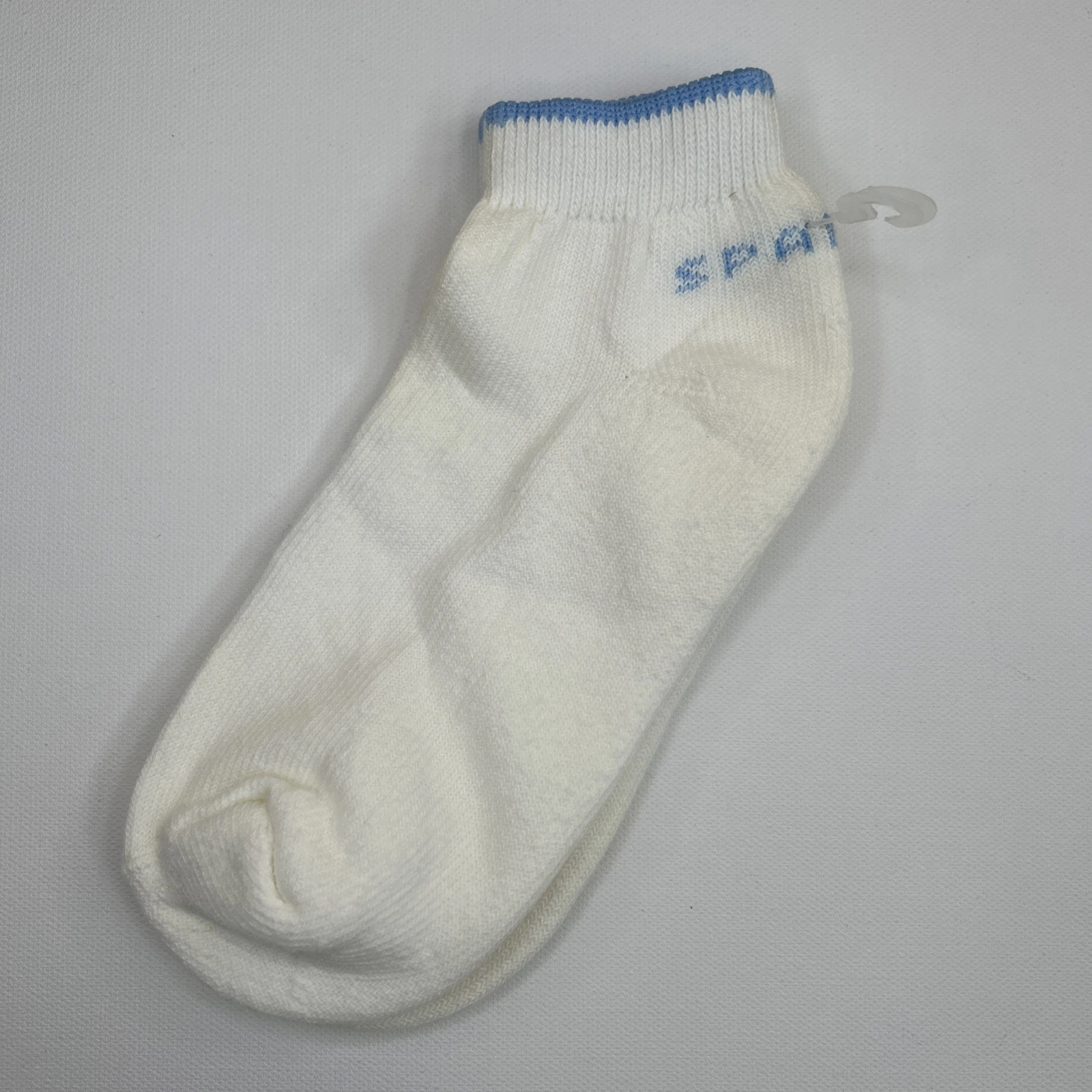VTG Socks 9-11 Low Ankle Spalding White Blue 80's 90s Acrylic NOS.