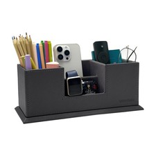 UnionBasic Desk Organizer, Caddy Leather Multi-compartment Pen Holder, Gray ...