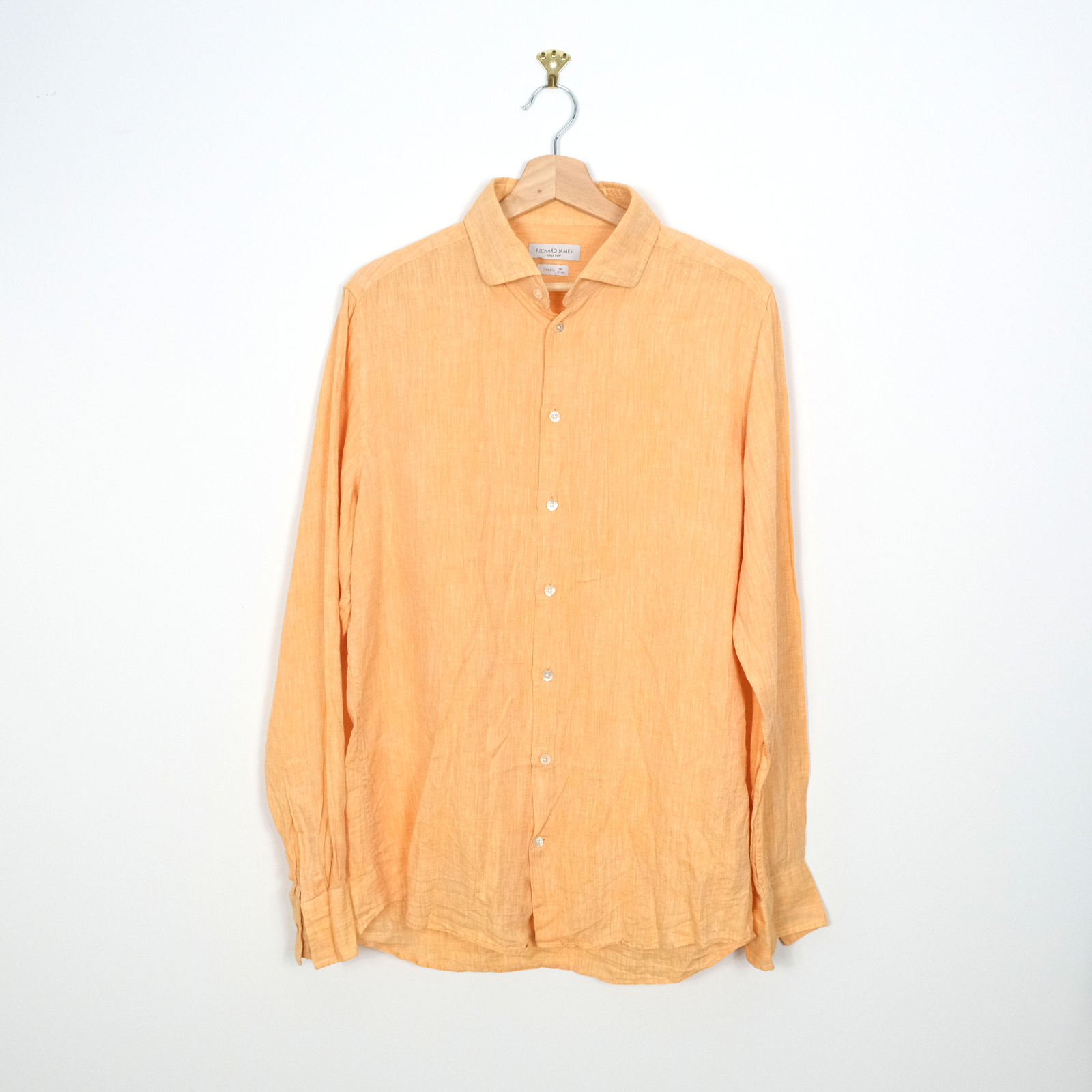 Camicia uomo Richard James Saville Fila 100% lino manica lunga taglia 16 ' 41 cm