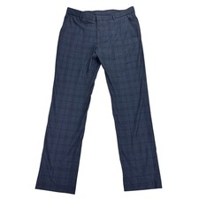 Tommy Hilfiger Mens TH Flex Tate Modern Fit Stretch Plaid Dress Pants Blue 34x32