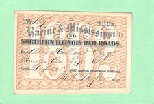 1862 RACINE MISSISSIPPI AMEX FOUNDER HOLLAND LOW # 187 _  RAILROAD RAILWAY PASS