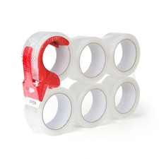 6 Rolls Clear Packing Tape Dispenser 2.7 mil 1.88 Inch x 60 Yards Moving