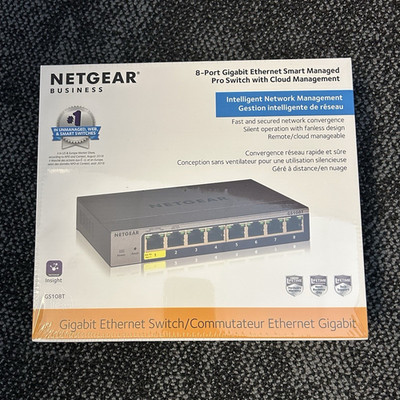 NETGEAR GS108T 8-Port Gigabit Ethernet Smart Managed L2 Switch RJ-45