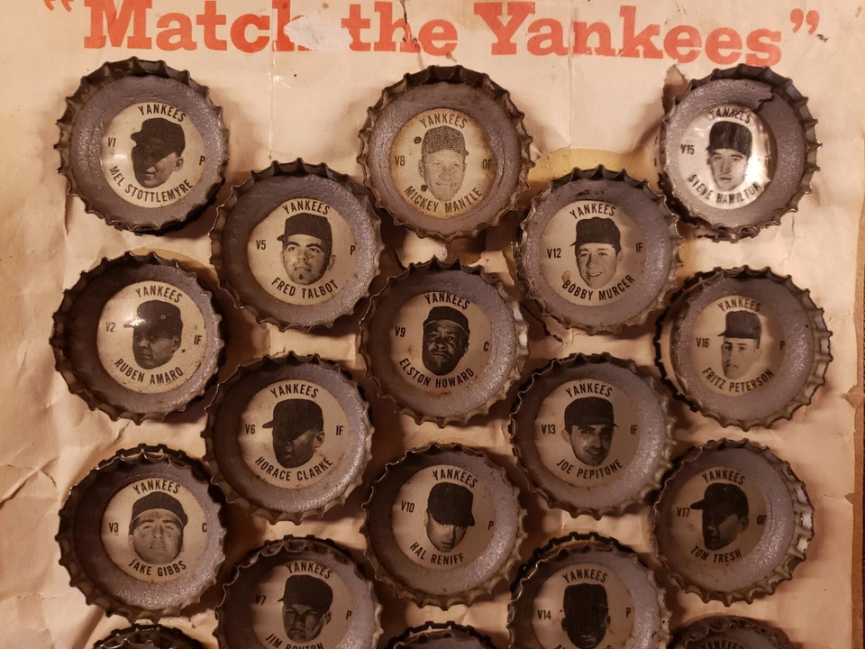 Colección de tapas de botellas de Coca-Cola 1967 Mickey Mantle Bouton Murcer Tresh Howard Foto 2 de 4