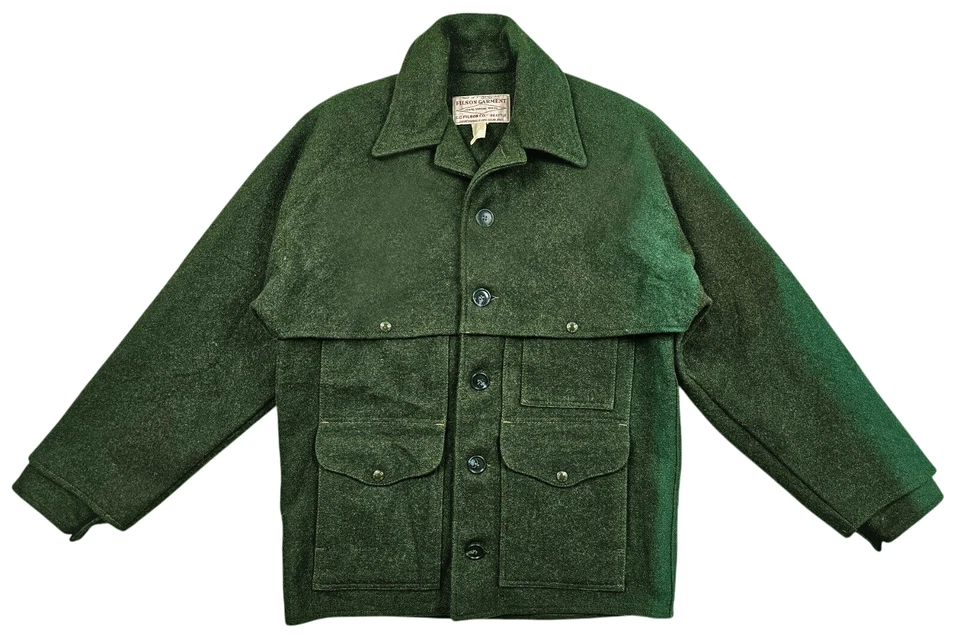 HOT VTG Men's FILSON 83 McKINAW CRUISER PARKA WOOL SAGE GREEN COAT Jacket 38 S-M - Image 2 of 4