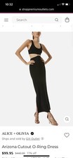 Alice + Olivia Arizona Cutout O-Ring Black Maxi Dress Women's Size 4