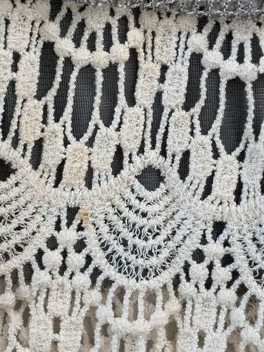 Krazy Kat Lace & Mesh Tiered Top Size Large Gray Roll-Tab Boho Feminine Coquette - Picture 21 of 22