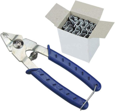 Hog Ring Pliers with 600Pcs M Nail Clips for Chicken Quail Pigeon Pet Cage Poult
