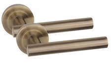 Straight T-Bar Design Antique Brass Door Handles 1 to 6 Pairs Bathroom Lock Set