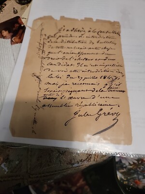 President Of French Third Republic Hand Written Letter  Jules Grevy