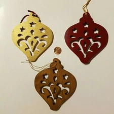 Lot of 3 Laser Cut Wood Christmas Ornament Tree Hanging Decor DIY or Hang As Is 