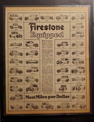 5068----1920 Firestone large original ad - 40 amazing auto illustrations