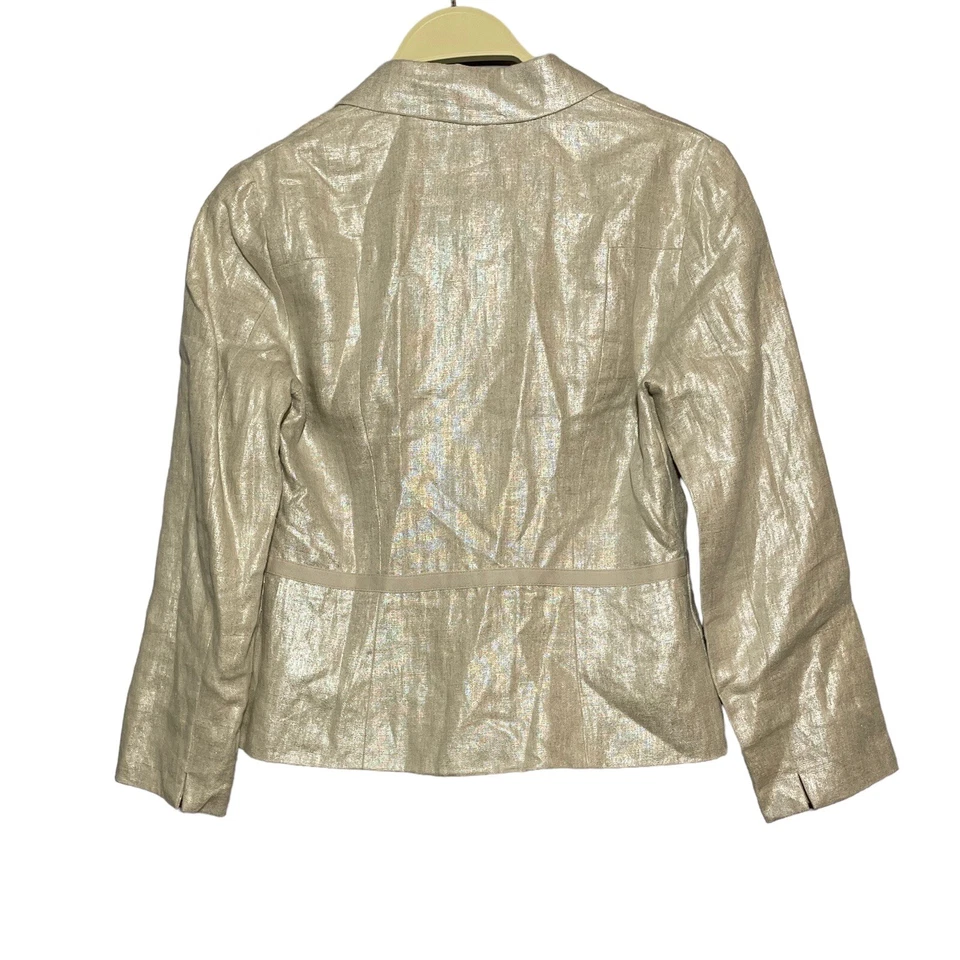 Traje de lino Cartonnier chaqueta de negocios para mujer talla 0 metálico brillante moderno funky Foto 2 de 4