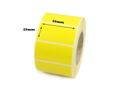 50 mm x 25 mm gelb seidenmatt / Thermotransfer Etiketten | Aufkleber. 