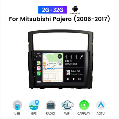 32GFür Mitsubishi Pajero 2006-17 CarPlay Autoradio Stereo GPS Android13 WiFi RDS