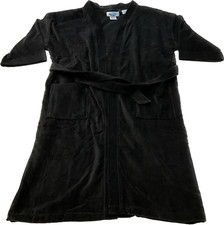 Terry Town Bath Robe Unisex Adult One Size L/XL Black With Belt