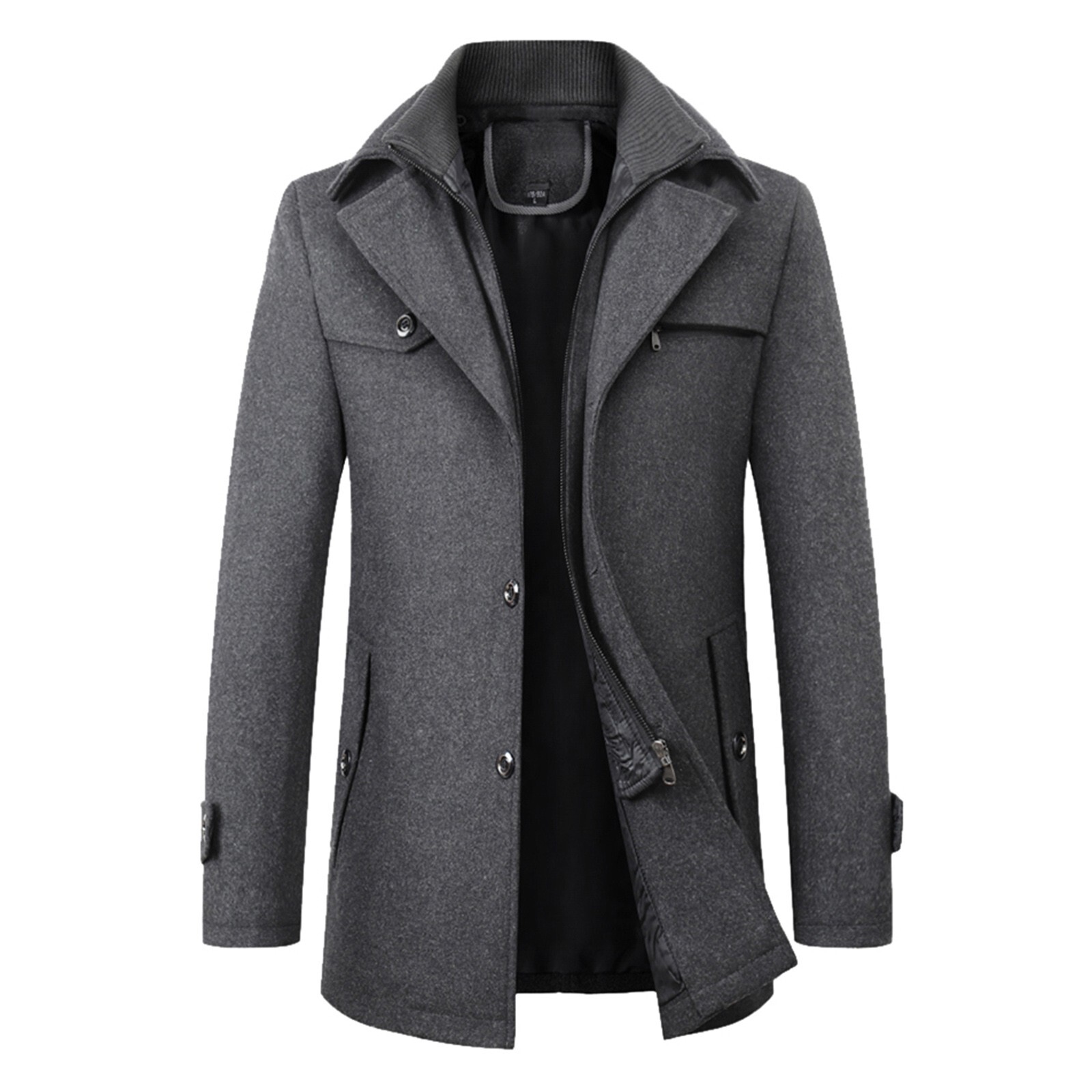 Mens Trench Coat Winter Wool Blend Jacket Overcoat Business Coat Warm Pea Coat