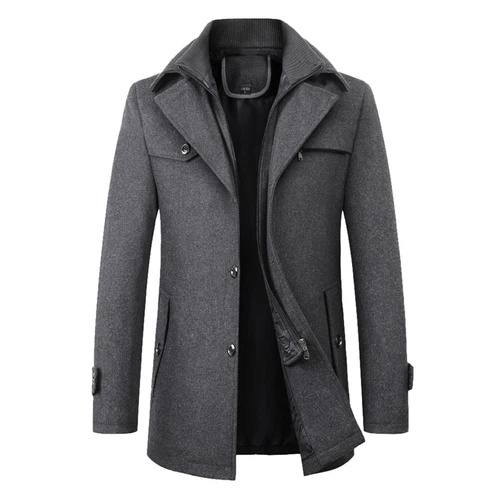 Mens Trench Coat Wool Blend Jacket Overcoat Business Winter Coat Warm Pea Coat - Bild 13 von 21