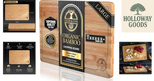 Durable 38x25cm Bamboo Cutting Board - Pre-Oiled, Knife-Friendly & Lightweight - Picture 2 of 12