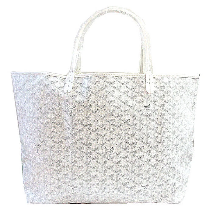 GOYARD Tote Bag Pouch SAINT LOUIS GM White Shopping Purse Unisex Auth New proof