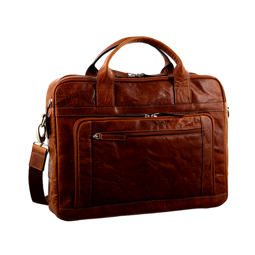 Pierre Cardin Italian Leather Business 15" Laptop Bag Briefcase Messenger Bag -