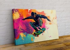 Abstrakt Skateboarder Skateboard Leinwand Wandbild Poster Bild f&uuml;r Wohndeko