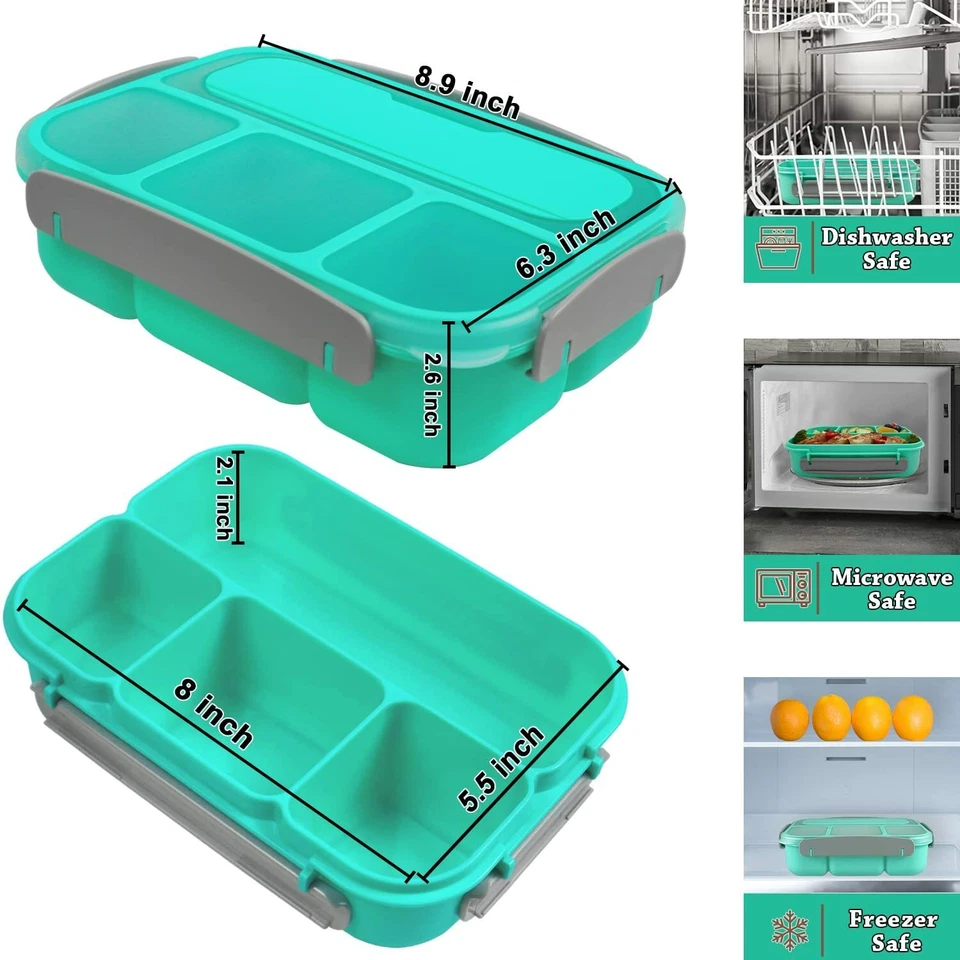 Lunch Box For Kids Adults Food Container Picnic Bento Storage Box 4 Compartments - Image 3 of 4