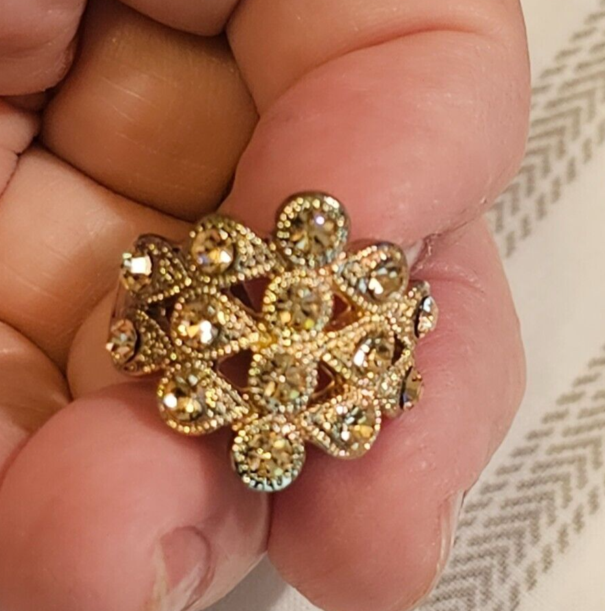 Funky Faux Victorian Statement Ring in Champagne and Gold Size 7.5 eBay