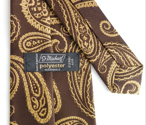 Vintage brown Paisley tie by Marks and Spencer 1960s hippie era lovely condition - Picture 4 of 4