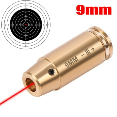 #ad CAL 9mm Red Laser Bore Sight Brass Cartridge Bullet Shap Boresighter 6 Batteries $12.69