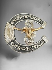 Long Horn Bull Western Cowboy Belt Buckle Hebilla Vaquera Rodeo Con Toro