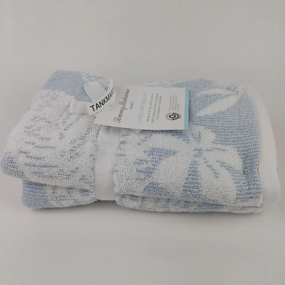 Juego de 2 Toallas de Mano de Baño Tommy Bahama 18 x 28 Tropics Azul Blanco Flores Foto 3 de 4