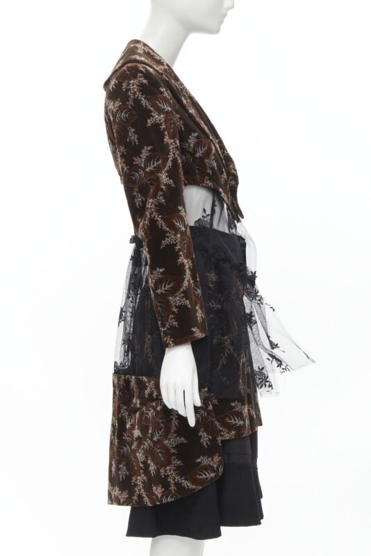 Runway COMME DES GARCONS Vintage brown velvet floral mesh Runway COMME DES GARCONS Vintage brown velvet floral mesh