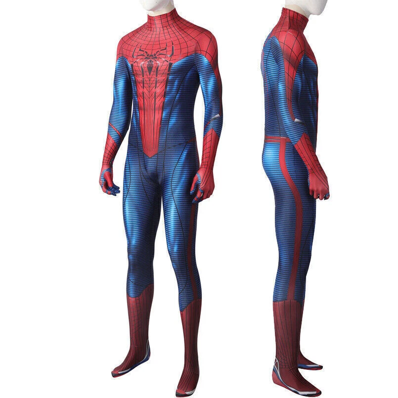 Spiderman Cosplay Spider Amazing Suit Jumpsuit bodysuit Hero Costume Men NEW - Image 4 of 4