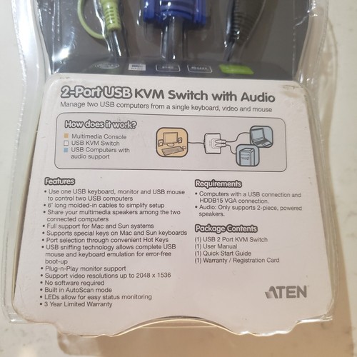 IOGear 2-Port USB KVM Switch with Audio GCS632U For Windows, Mac & Sun - Picture 7 of 7