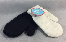 WonderKids 2 Kids Mittens Acrylic Polyester Sparkle White Solid Black - New