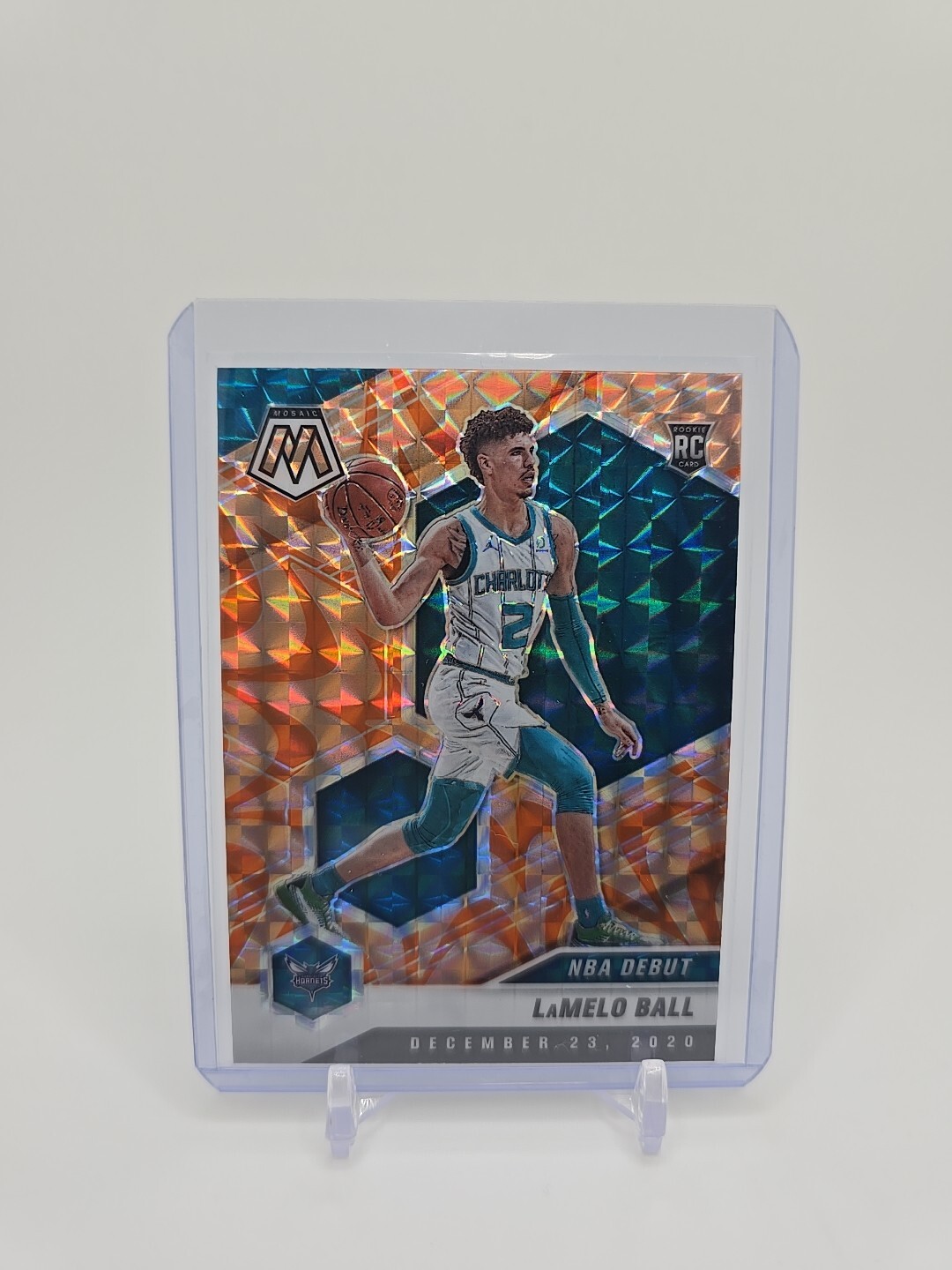 LaMelo Ball 2020-21 Panini Mosaic Orange Reactive Prizm NBA Debut RC #262