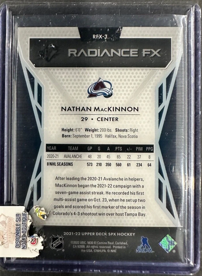 2021-22 UD Spx Radiance Fx Nathan Mackinnon No. RFX-3 - Image 2 of 2