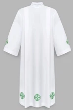 Alb with Green Jerusalem Crosses Alba Aube Albe Camice Vestment A4Z