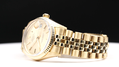Mens Rolex Date 15037 Solid 14K Yellow Gold Watch Jubilee Band