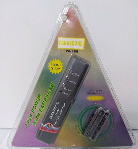 Panasound PA-188 FM Mini Auto-Scan Radio w/ear phones/batteries SAVE 60 Percent