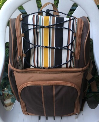 Hap Tim Picnic Basket Backpack for 4 Person with 2 Insulated Cooler Compartment
