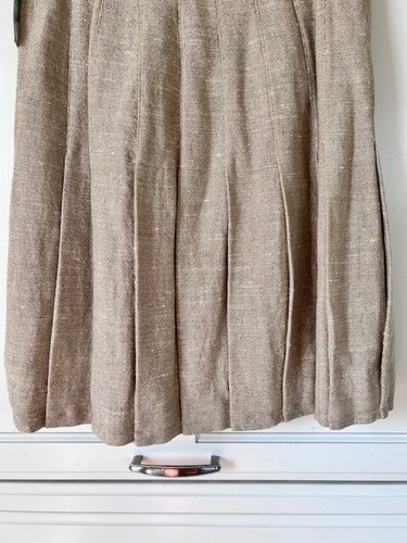 Ralph Lauren NWT Kilt Skirt Sz 8 90's Hip Pleats Buckles Beige Linen Wool Silk - Picture 13 of 15