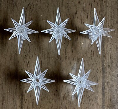 Vintage Atomic 8-point Star Christmas String Light Reflector Covers Set of 5